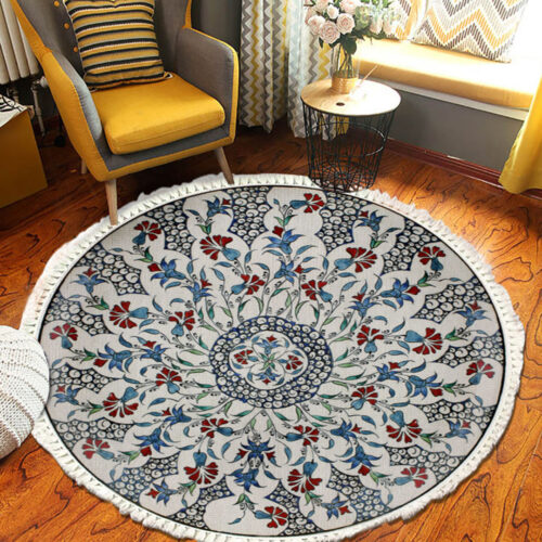2x 120cm Mandala Area Rug for Living Room Lounge Bedroom Anti-slip Doormat Decor - Image 3