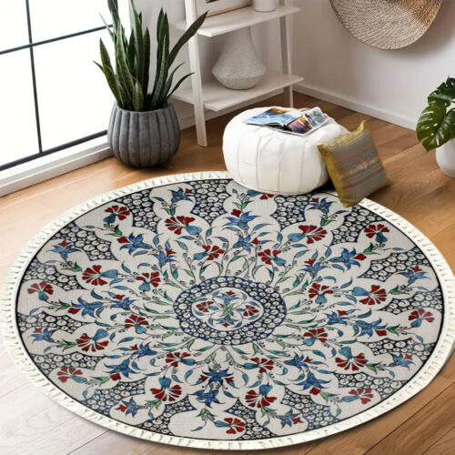 2x 120cm Mandala Area Rug for Living Room Lounge Bedroom Anti-slip Doormat Decor - Image 5