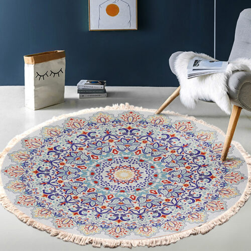 2x 120cm Mandala Area Rug for Living Room Lounge Bedroom Anti-slip Doormat Decor
