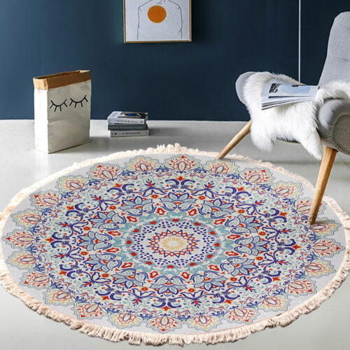 2x 120cm Mandala Round Area Thick Anti-slip Doormat Decor