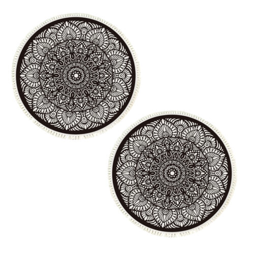 2x 120cm Mandala Modern Ethnic Tassel Print Anti-slip Doormat Decor