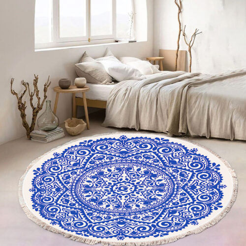 2x 120cm Mandala Round Tapestry Indian Area Rug for Living Room Lounge Anti-slip Doormat Decor