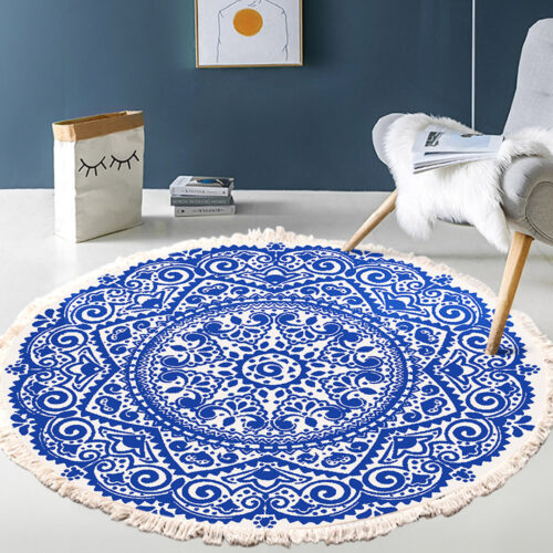 2x 120cm Mandala Round Tapestry Indian Area Rug for Living Room Lounge Anti-slip Doormat Decor - Image 2