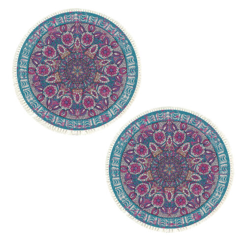 2x 120cm Mandala Area Rug for Living Room Lounge Bedroom Anti-slip Doormat Decor