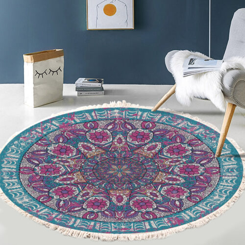 2x 120cm Mandala Area Rug for Living Room Lounge Bedroom Anti-slip Doormat Decor - Image 2