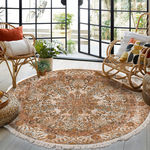 2x 120cm Mandala Pattern Circle Area Rugs for Living Room Lounge Anti-slip Doormat Decor - Image 2