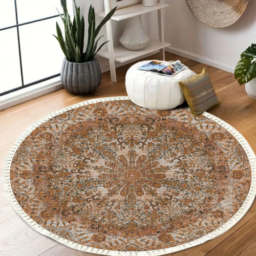 2x 120cm Mandala Pattern Circle Area Rugs for Living Room Lounge Anti-slip Doormat Decor - Image 5