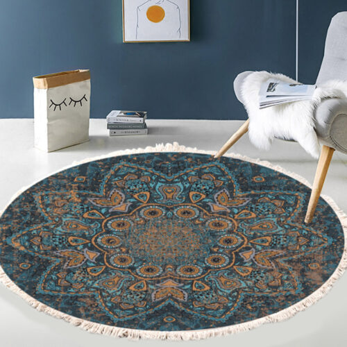 2x 120cm Mandala Pattern Circle Area Rugs for Living Room Lounge Anti-slip Doormat Decor - Image 2