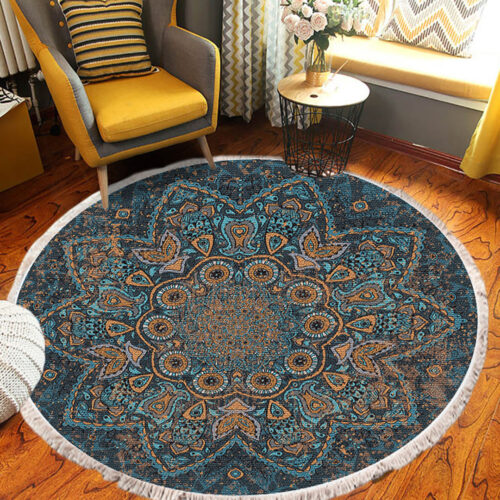 2x 120cm Mandala Pattern Circle Area Rugs for Living Room Lounge Anti-slip Doormat Decor - Image 4
