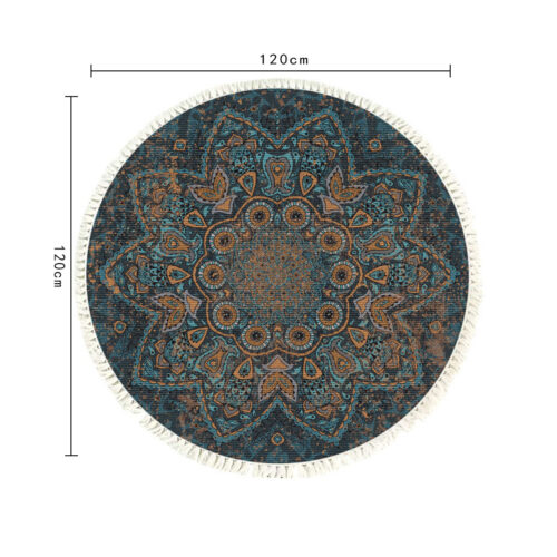 2x 120cm Mandala Pattern Circle Area Rugs for Living Room Lounge Anti-slip Doormat Decor - Image 5