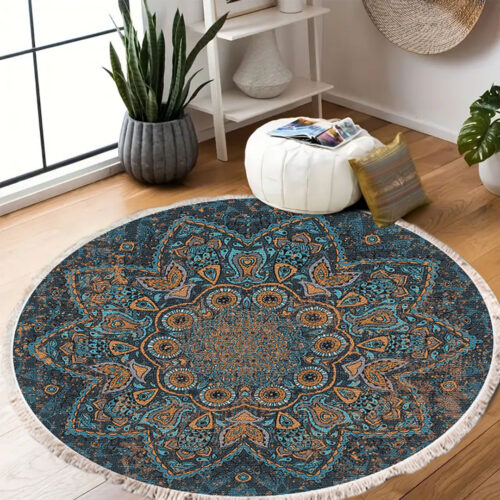 2x 120cm Mandala Pattern Circle Area Rugs for Living Room Lounge Anti-slip Doormat Decor - Image 6