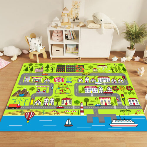 2x 120cm Kids Rug Street Map Play Mat Educational Baby Theme Park Area Rugs - Image 2