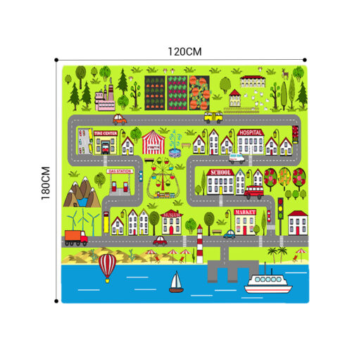 2x 120cm Kids Rug Street Map Play Mat Educational Baby Theme Park Area Rugs - Image 3