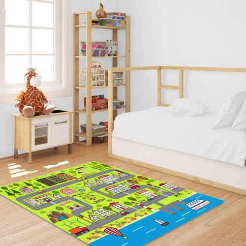 2x 120cm Kids Rug Street Map Play Mat Educational Baby Theme Park Area Rugs - Image 4