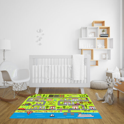 2x 120cm Kids Rug Street Map Play Mat Educational Baby Theme Park Area Rugs - Image 5