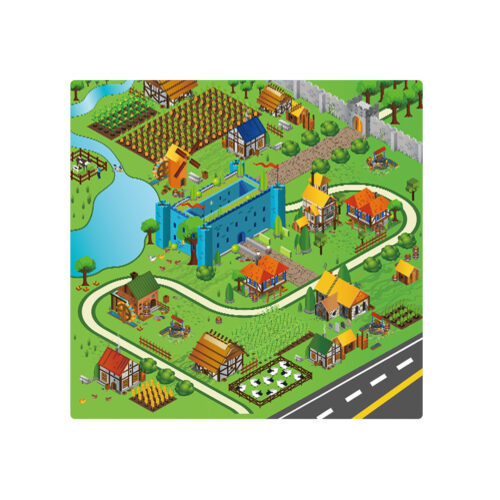 2x 120cm Kids Rug Street Map Play Mat Educational Baby Theme Park Area Rugs