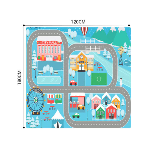 2x 20cm Kids Rug Street Map Play Mat Educational Baby Theme Park Area Rugs - Image 2