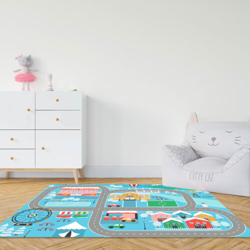 2x 20cm Kids Rug Street Map Play Mat Educational Baby Theme Park Area Rugs - Image 3