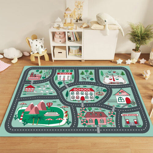 2x 120cm Kids Rug Street Map Play Mat Educational Baby Theme Park Area Rugs - Image 2
