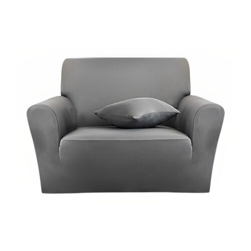 1-Seater Grey Sofa Cover Couch Protector High Stretch Lounge Slipcover Decor
