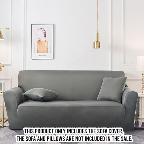 1-Seater Grey Sofa Cover Couch Protector High Stretch Lounge Slipcover Decor - Image 2