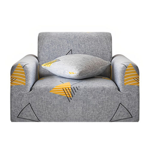 1-Seater Geometric Print Sofa Cover Couch Protector High Stretch Lounge Slipcover Decor