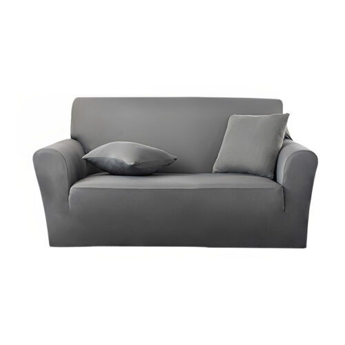 2-Seater Grey Sofa Cover Couch Protector High Stretch Lounge Slipcover Decor
