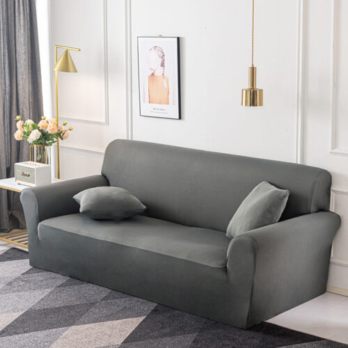 2-Seater Grey Sofa Cover Couch Protector High Stretch Lounge Slipcover Decor - Image 3