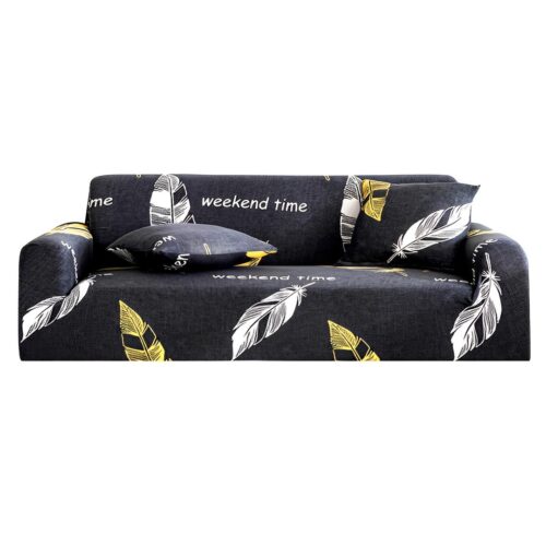4-Seater Feather Print Sofa Cover Couch Protector High Stretch Lounge Slipcover Decor