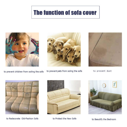 1-Seater Grey Sofa Cover Stretch Ruffled Skirt Couch Protector Lounge Slipcover - Image 9