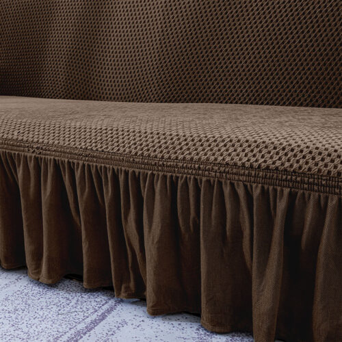 2-Seater Coffee Sofa Cover Stretch Ruffled Skirt Couch Protector Lounge Slipcover - Image 5