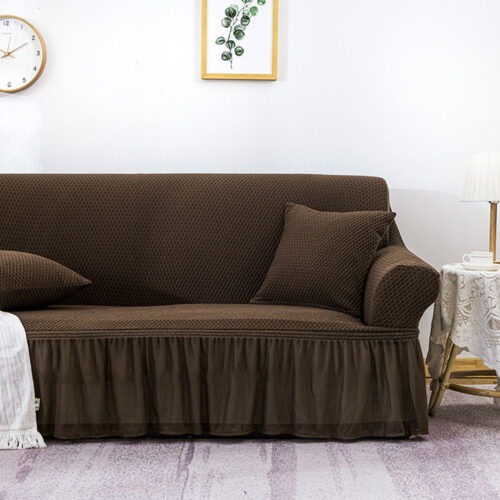 3-Seater Coffee Sofa Cover Stretch Ruffled Skirt Couch Protector Lounge Slipcover - Image 5