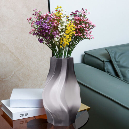 26cm Glass Vase Grey with Beautiful glass Bubble Texture Art Vases - Image 4