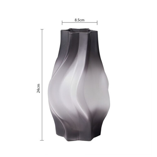 26cm Glass Vase Grey with Beautiful glass Bubble Texture Art Vases - Image 5