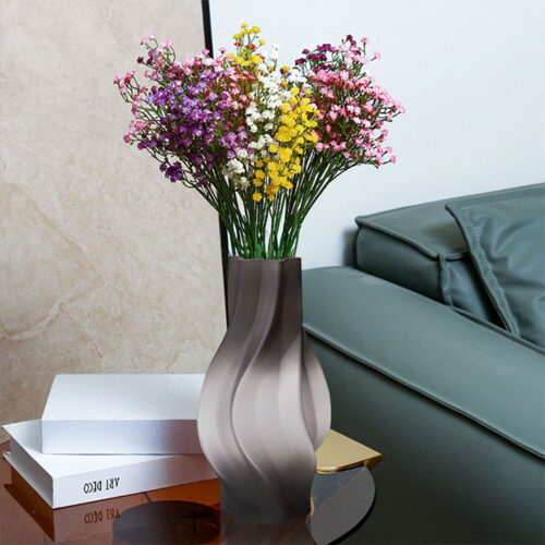 33cm Glass Vase Grey with Beautiful glass Bubble Texture Art Vases - Image 3