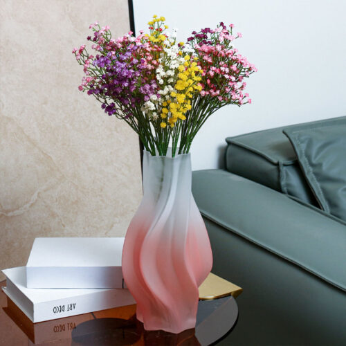 32cm Pink Glass Vase Art Blown Hand Flower Tall Vintage Art Vases - Image 4