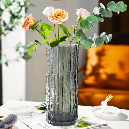 30.5cm Handcrafted Grey Glass Vase Classic - Image 2