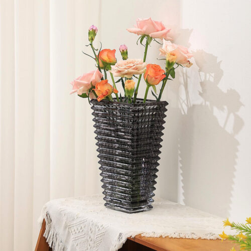 22cm Modern Gray Ceramic Glass Vase Decor - Image 5