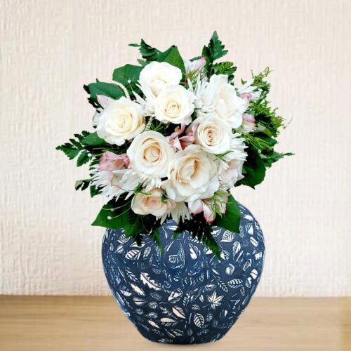 21x22cm Blue Small Ceramic Flower Vase Elegant Living Room Decor - Image 3