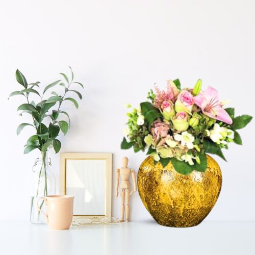 21x22cm Yellow Small Ceramic Flower Vase Elegant Living Room Decor - Image 3