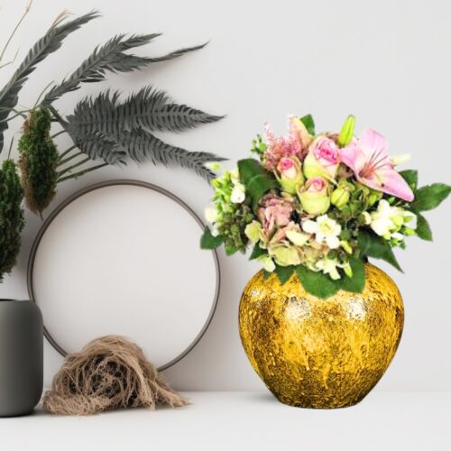 21x22cm Yellow Small Ceramic Flower Vase Elegant Living Room Decor - Image 5