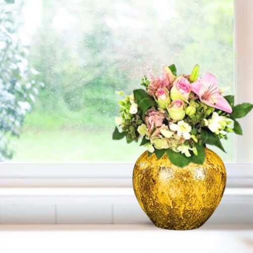 21x22cm Yellow Small Ceramic Flower Vase Elegant Living Room Decor - Image 6