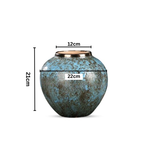 21x22cm Light Blue Small Ceramic Flower Vase Elegant Living Room Decor - Image 2