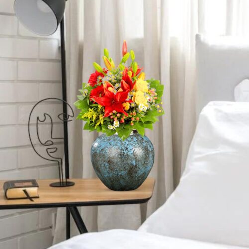 21x22cm Light Blue Small Ceramic Flower Vase Elegant Living Room Decor - Image 4