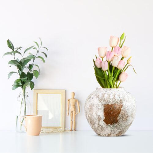 21x22cm Gradient White Small Ceramic Flower Vase Elegant Living Room Decor - Image 4