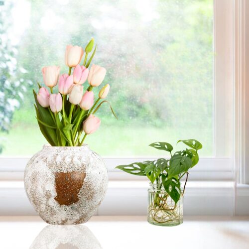 21x22cm Gradient White Small Ceramic Flower Vase Elegant Living Room Decor - Image 6