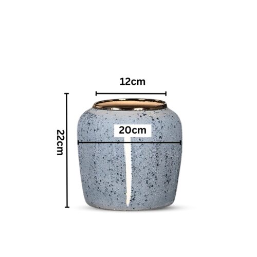 21x22cm Grey Small Ceramic Flower Vase Elegant Living Room Decor - Image 2