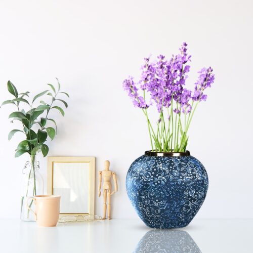 21x22cm Blue with White Mini Floral Small Ceramic Flower Vase Elegant Living Room Decor - Image 6