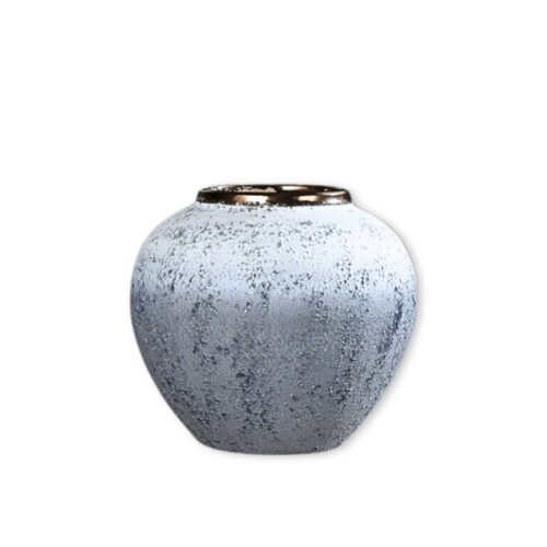21x22cm White Grey Small Ceramic Flower Vase Elegant Living Room Decor