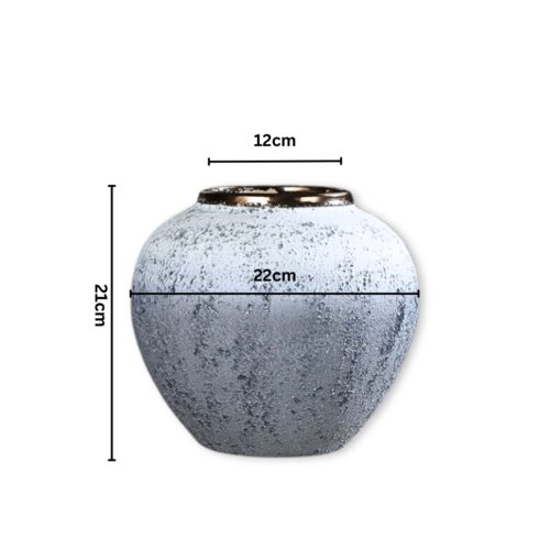 21x22cm White Grey Small Ceramic Flower Vase Elegant Living Room Decor - Image 2
